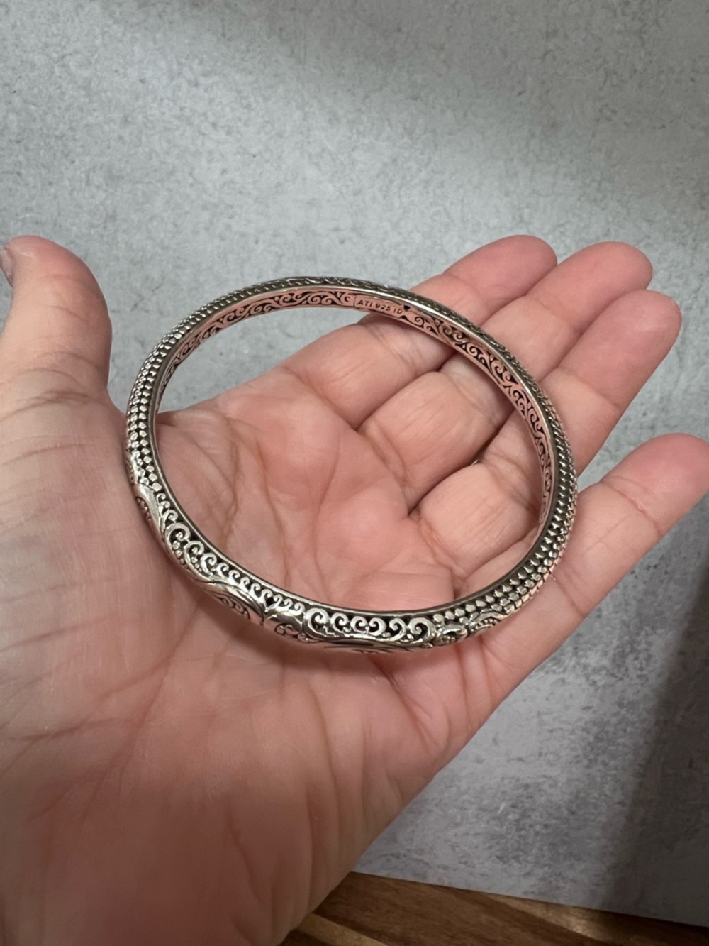 Annika Witt 925 Sterling Silver Filigree Bangle Bracelet